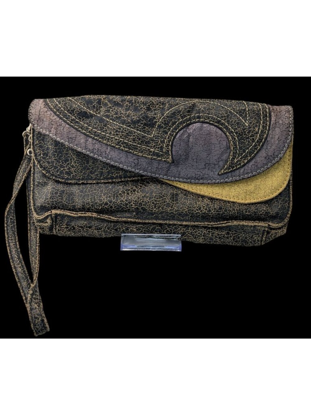 Vintage Jazzd Whimsygoth Witchy Moon Pattern Wristlet Clutch With 9 Inch Strap &